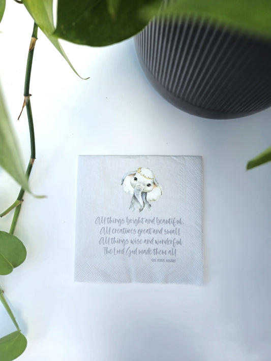 The Lord God Made Them All Scripture Napkins | 20 ct Cocktail Napkins | Baby Shower