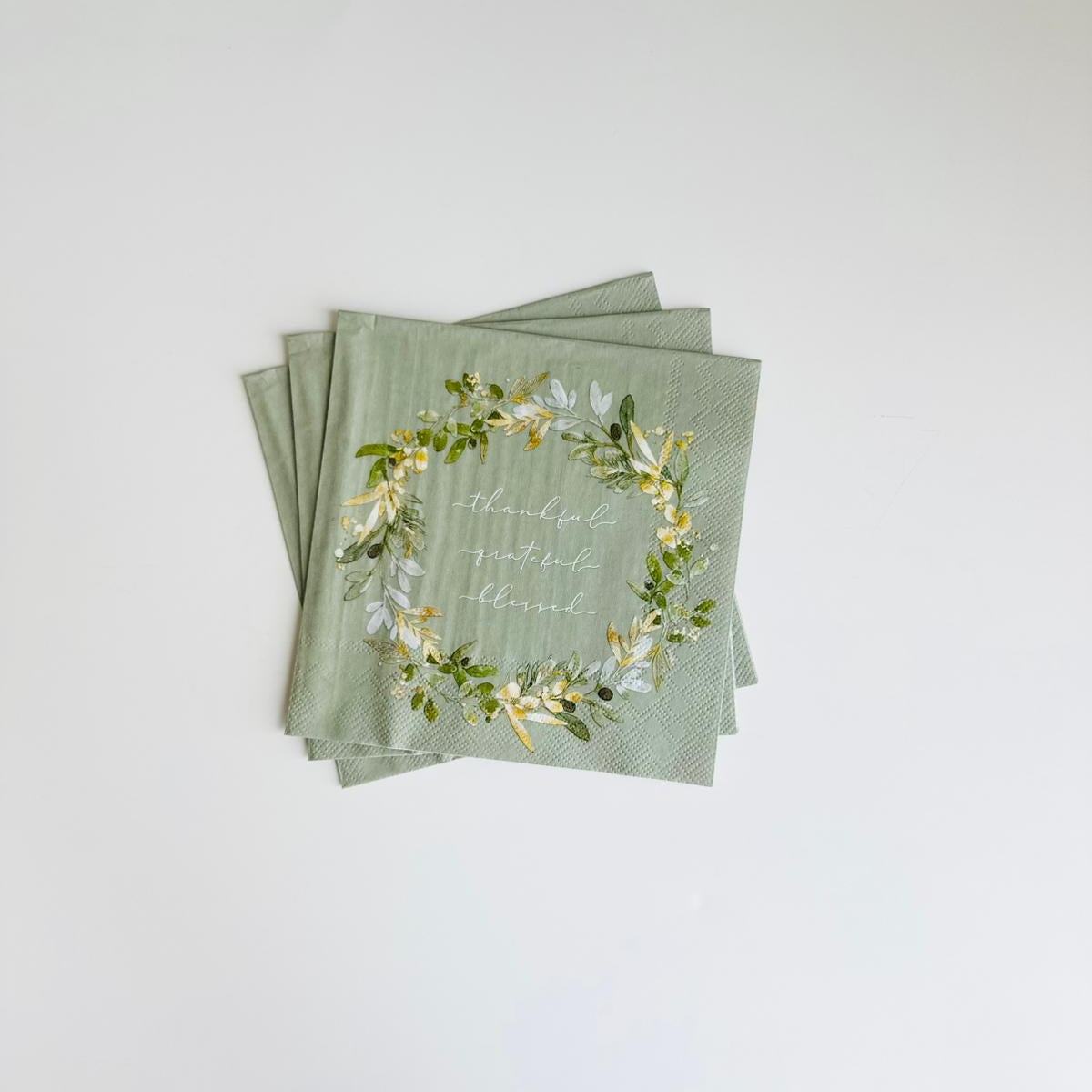 Thankful Grateful Blessed scripture luncheon napkins 20 count with gold foil accents for Thanksgiving, fall gatherings, and Christian celebrations