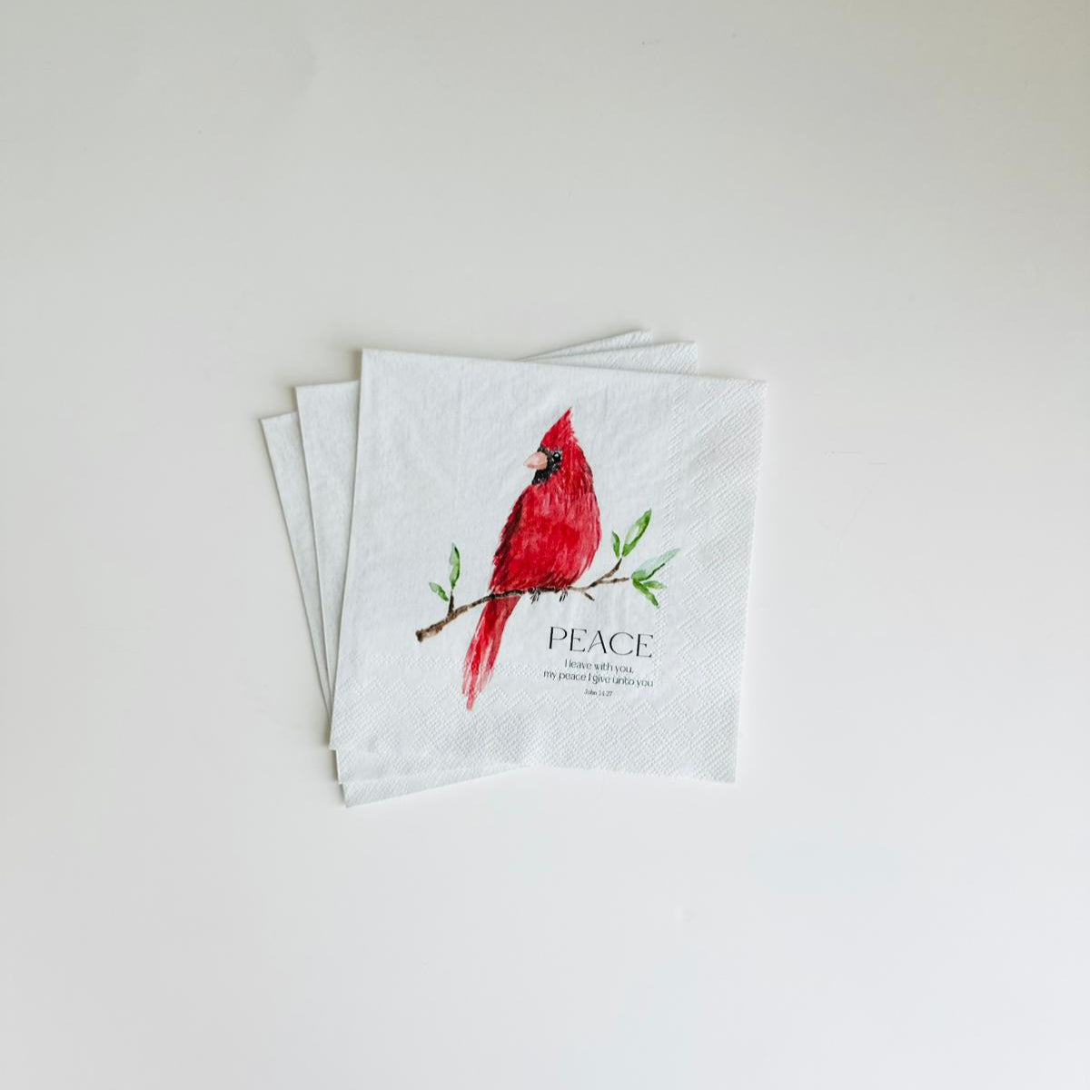 Cardinal watercolor scripture luncheon napkins 20 count with red cardinal bird and Bible verse design for Christmas, winter gatherings, and Christian celebrations