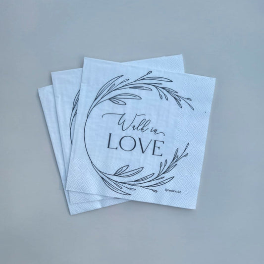 Walk in Love Bible verse luncheon napkins 20 count with floral design for Christian gatherings, church events, and faith-based celebrations
