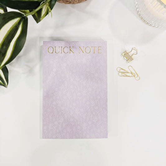 Quick Note Floral Notepad | Lavender Gold Foil 150ct
