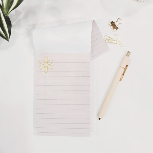 Gold Flower Lined Notepad | Chunky Notepad 150ct