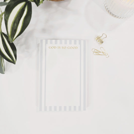 God Is So Good Notepad | Blue Stripe Gold Foil 150ct