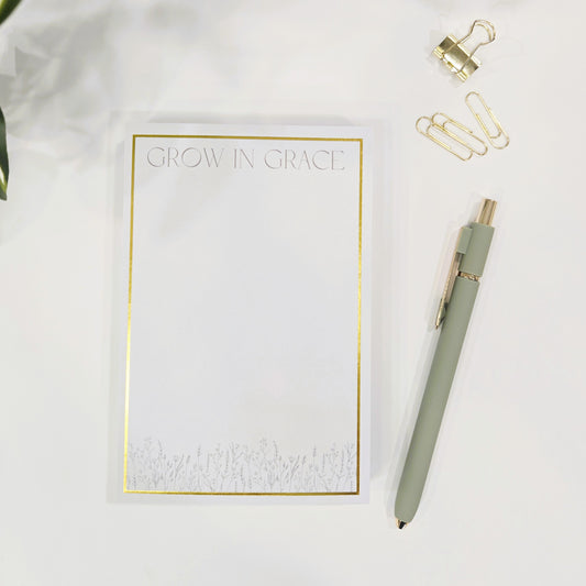 Grow In Grace Notepad | Gold Foil Wildflower 150ct