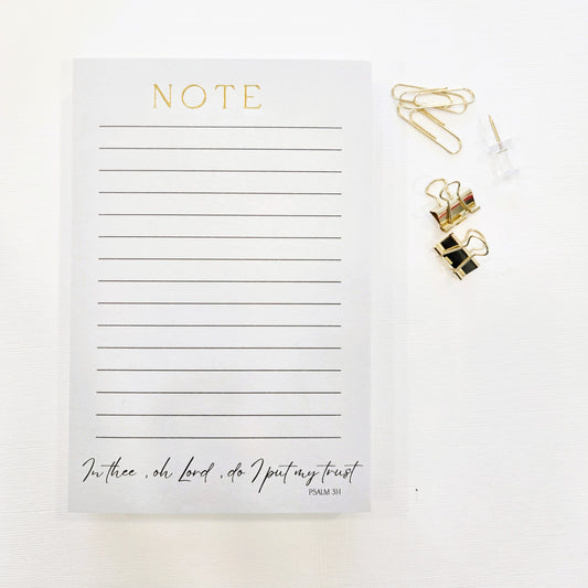 Trust In The Lord Notepad | Psalm 31:1 Gold Lined