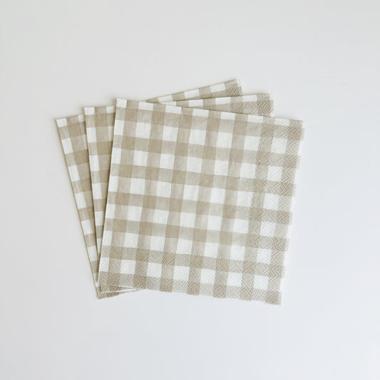 Beige Buffalo Check Napkins | Farmhouse Paper 20ct