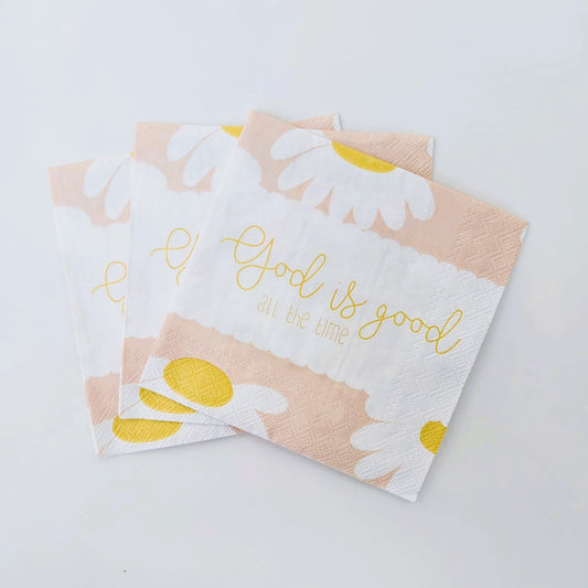 God Is Good All The Time Napkins | Floral Cocktail 16ct