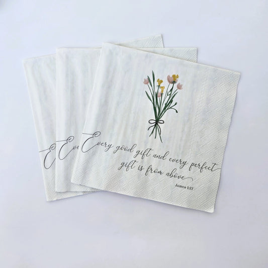 Every Good Gift Napkins | James 1:17 Wildflower Scripture