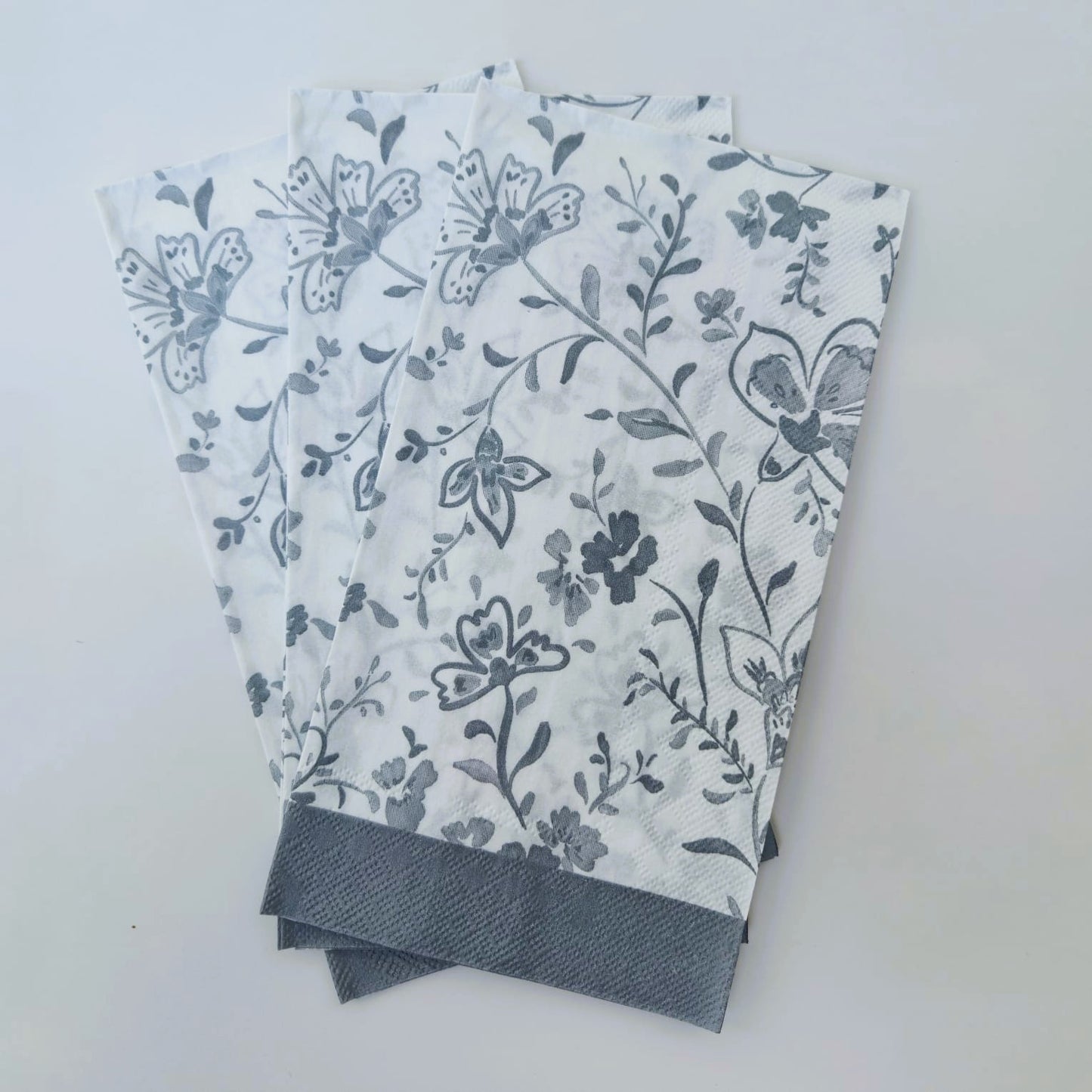 Dusty Blue Floral Guest Towel Napkins | Buffet 16ct