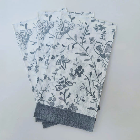 Dusty Blue Floral Guest Towel Napkins | Buffet 16ct