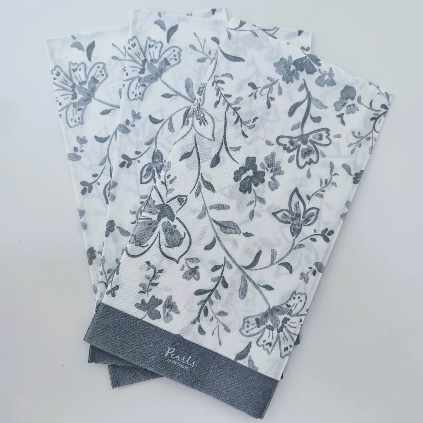 Dusty Blue Floral Guest Towel Napkins | Buffet 16ct