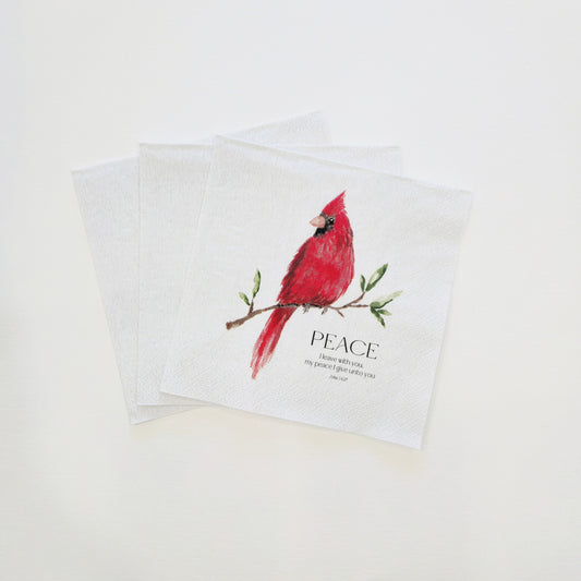 Peace Cardinal Napkins | John 14:27 Watercolor Bird