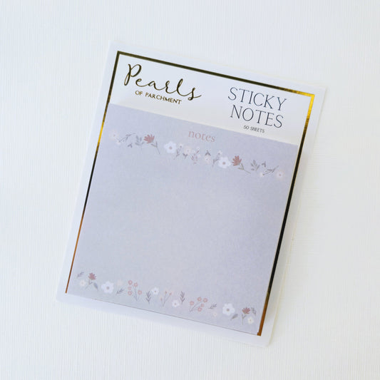 Vintage Wildflower Sticky Notes | Gray Floral 50ct