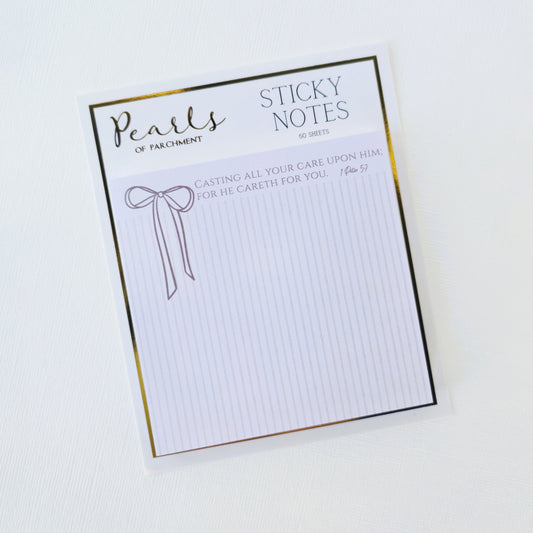 Cast Your Care Sticky Notes | Bow Scripture 1 Peter