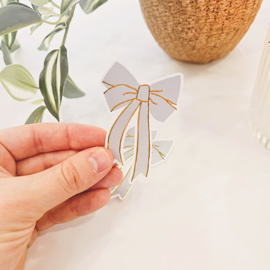 Blue Bow Sticker | Gold Line Vinyl Decal