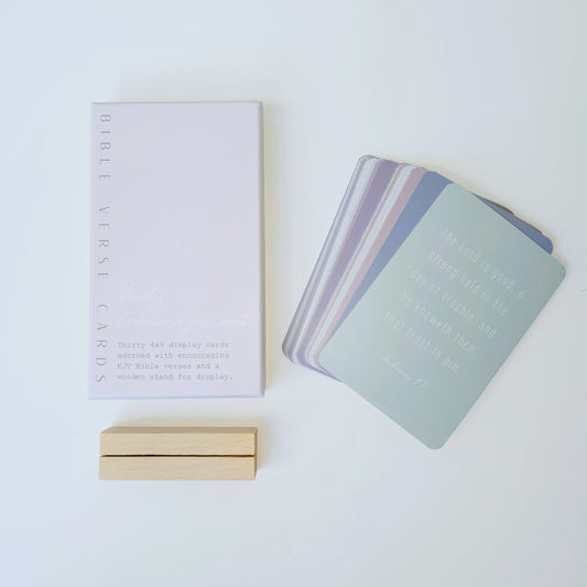 Bible Verse Cards | KJV Pastel 30ct Wooden Stand